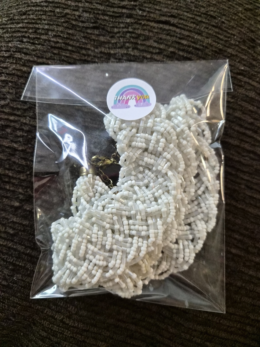 White Beaded Braided Collar Necklace - Picture 9 of 9